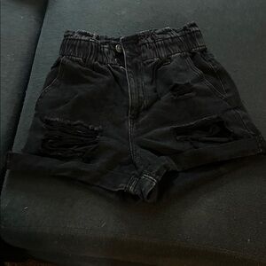 Forever 21 Charcoal Buttoned Denim Shorts